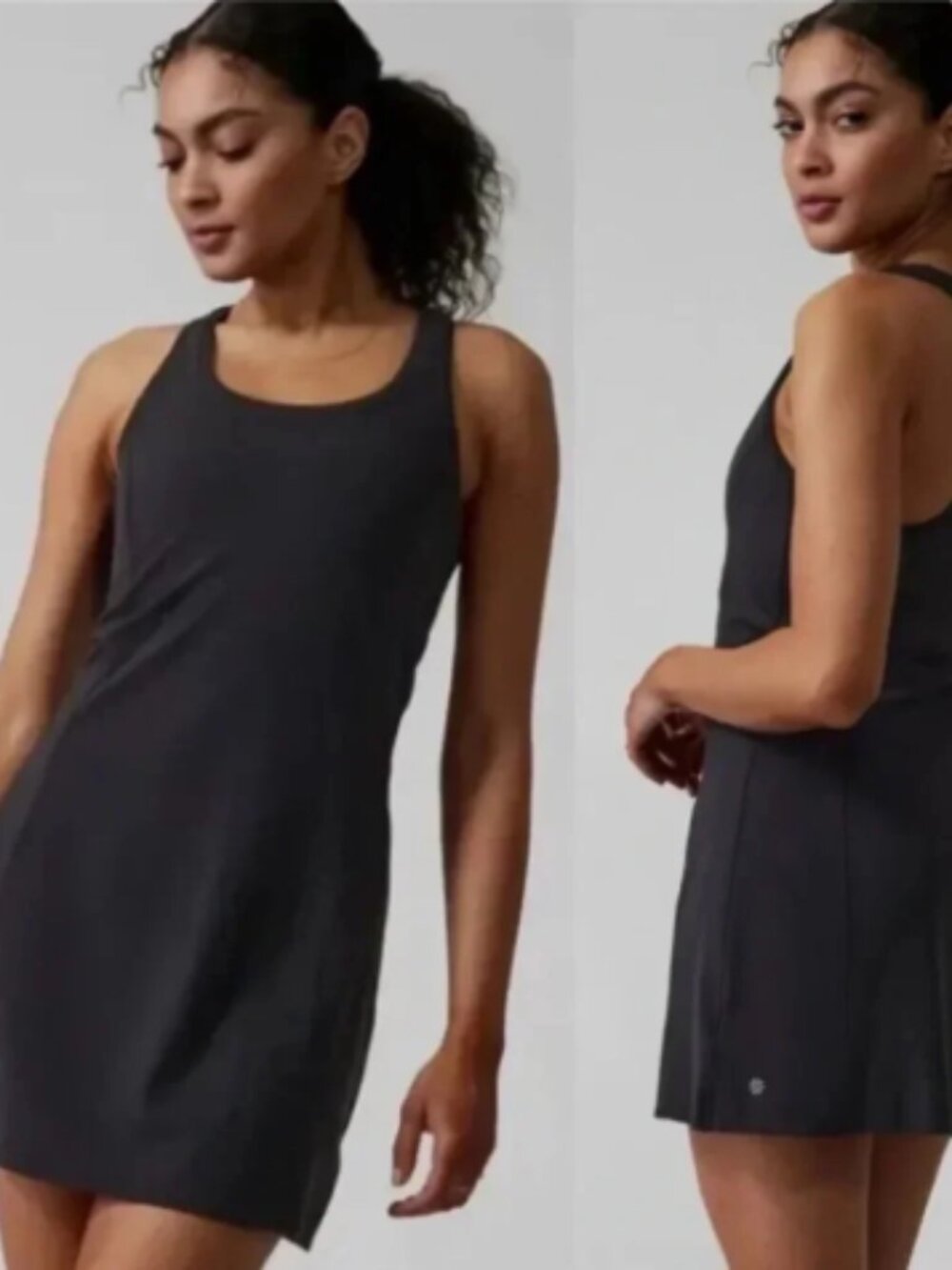 Athleta On My Way Dress black XL tennis racerback